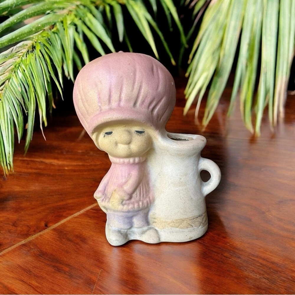 Vintage UCTCI Japan Ceramic “Poppet” Girl Bud Vase Figurine – 1970s
